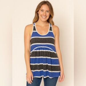 Goldspark Navy & Black Striped Weathered Fabric Tank Top M